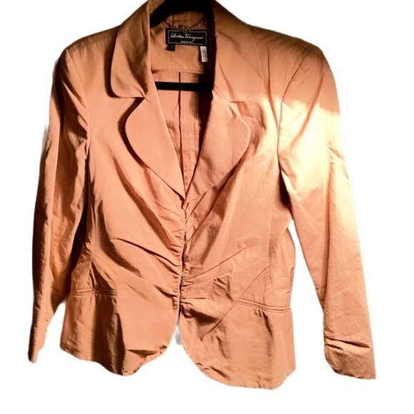 Salvatore Ferragamo Peach Tailored BlazerNotched Lapel Jacket 46